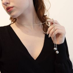 photo of worn Tahiti pearl necklace 93cm