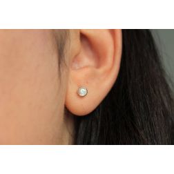 Photo of worn Circle Point of Light Earrings 4.50mm