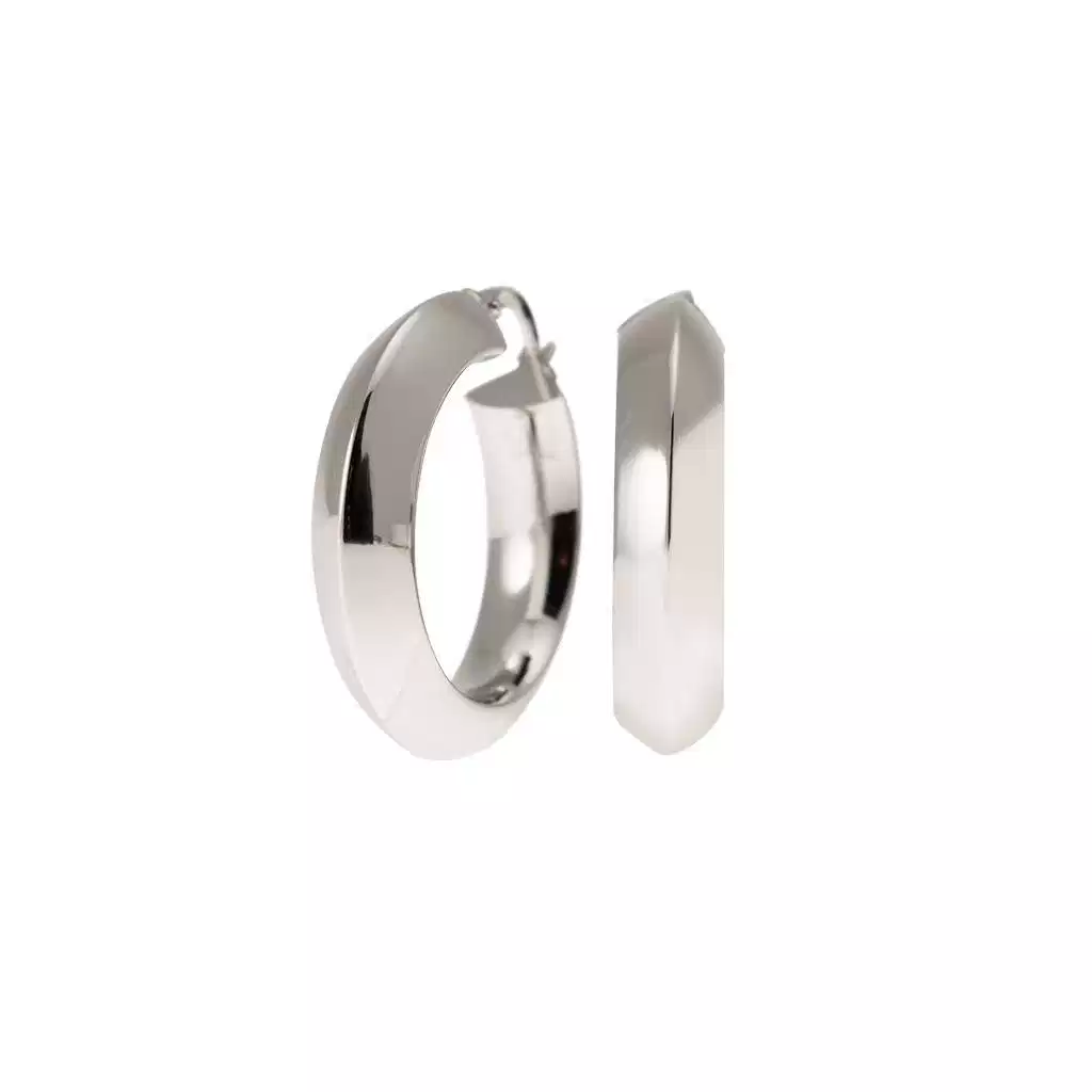 White gold 3.00cm x 7mm Arrow Hoops