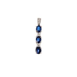 Trilogy Blue Sapphires and Diamonds Pendant
