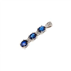 Trilogy Blue Sapphires and Diamonds Pendant