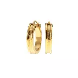 Yellow Gold 2.70cm x 5.90mm Round Hoops with Knurled Hollowed center