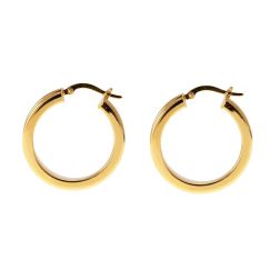 Yellow Gold 2.70cm x 5.90mm Round Hoops with Knurled Hollowed center