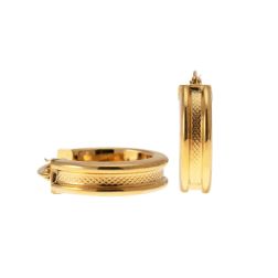 Yellow Gold 2.10cm x 5.95mm Round Hoops with Knurled Hollowed center