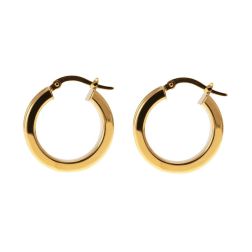 Yellow Gold 2.10cm x 5.95mm Round Hoops with Knurled Hollowed center