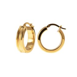 Yellow Gold 2.10cm x 5.95mm Round Hoops with Knurled Hollowed center