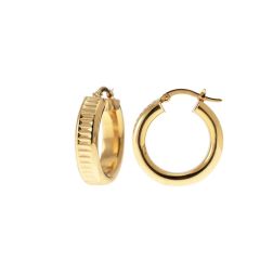 Yellow Gold 2.10cm x 5.60mm Round Hoops with horizontal Grooves