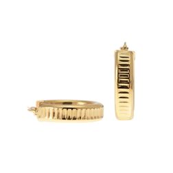 Yellow Gold 2.10cm x 5.60mm Round Hoops with horizontal Grooves