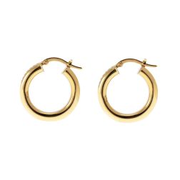 Yellow Gold 2.10cm x 5.60mm Round Hoops with horizontal Grooves