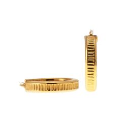 Yellow Gold 2.70cm x 5.55mm Round Hoops with horizontal Grooves