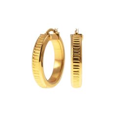 Yellow Gold 2.70cm x 5.55mm Round Hoops with horizontal Grooves