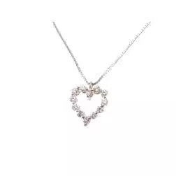 Necklace with Heart Pendant and 12 Diamonds