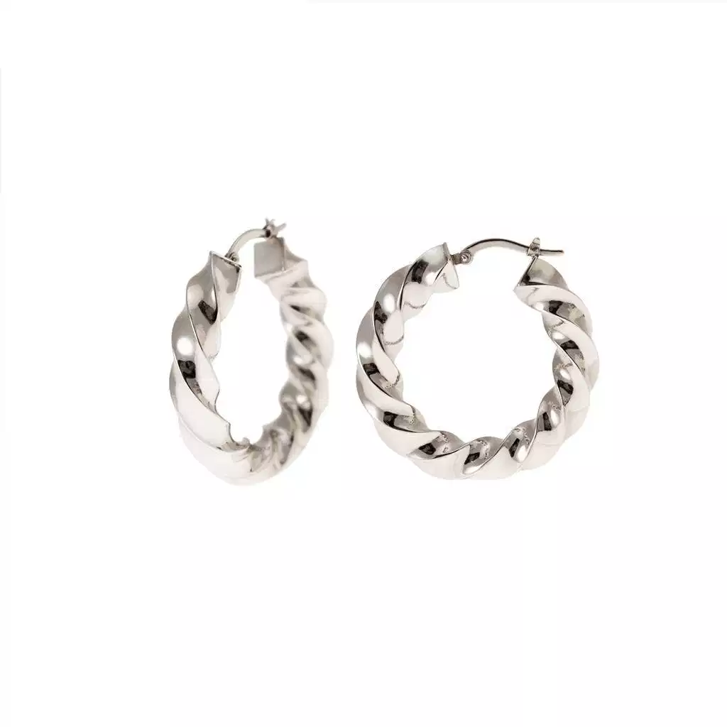 Boccole Twist 3.30cm x 6.40mm oro bianco