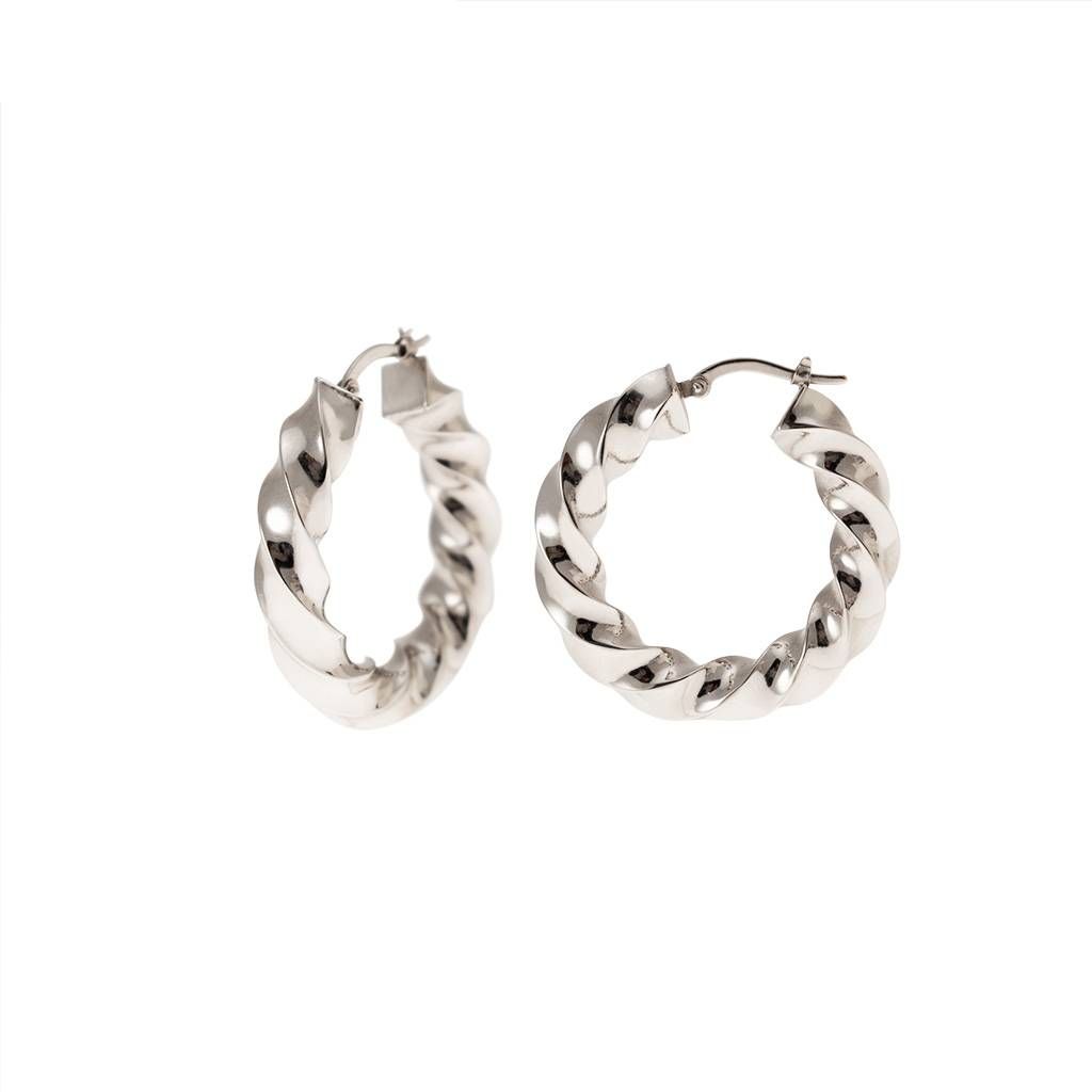 Twist Hoops 3.30cm x 6.40mm white gold