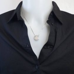 Moon Pendant with Diamonds photo of worn