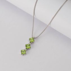 Collana Trilogy Peridoto Carrè e Diamanti