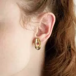 Orecchini Ovali 3 colori  in Oro 18kt, indossata
