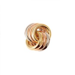 3+3 crossed circles brooch in 3 colors in 18kt gold