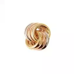 Spilla cerchi 3+3 incrociati a 3 colori in Oro 18kt