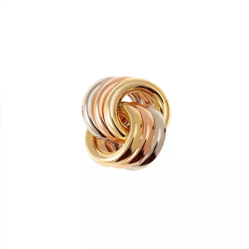 Spilla cerchi 3+3 incrociati a 3 colori in Oro 18kt