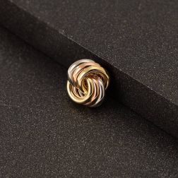 3+3 crossed circles brooch in 3 colors in 18kt gold