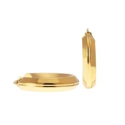 Yellow Gold 2,85cm x 6,4mm Hoop Earrings with Grooved Arrow Shape and striped side