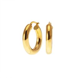 2,5cm x 4,8mm Shiny Tubular Hoops in yellow gold