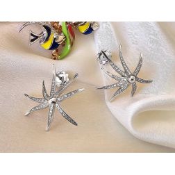 Starfish Earrings with Diamonds in White Gold