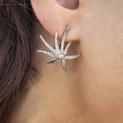 Photo of worn Starfish Earrings with Diamonds in White Gold