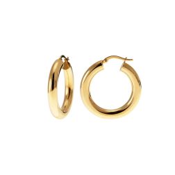 3,0cm x 4,8mm Shiny Tubular Hoops in yellow gold