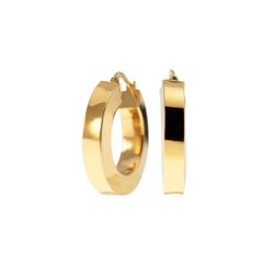 2,5cm x 5,2mm Shiny Square Hoops in Yellow Gold