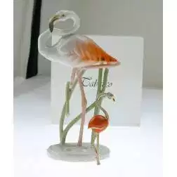 Spilla Fenicottero Smalto Arancione e Diamanti
