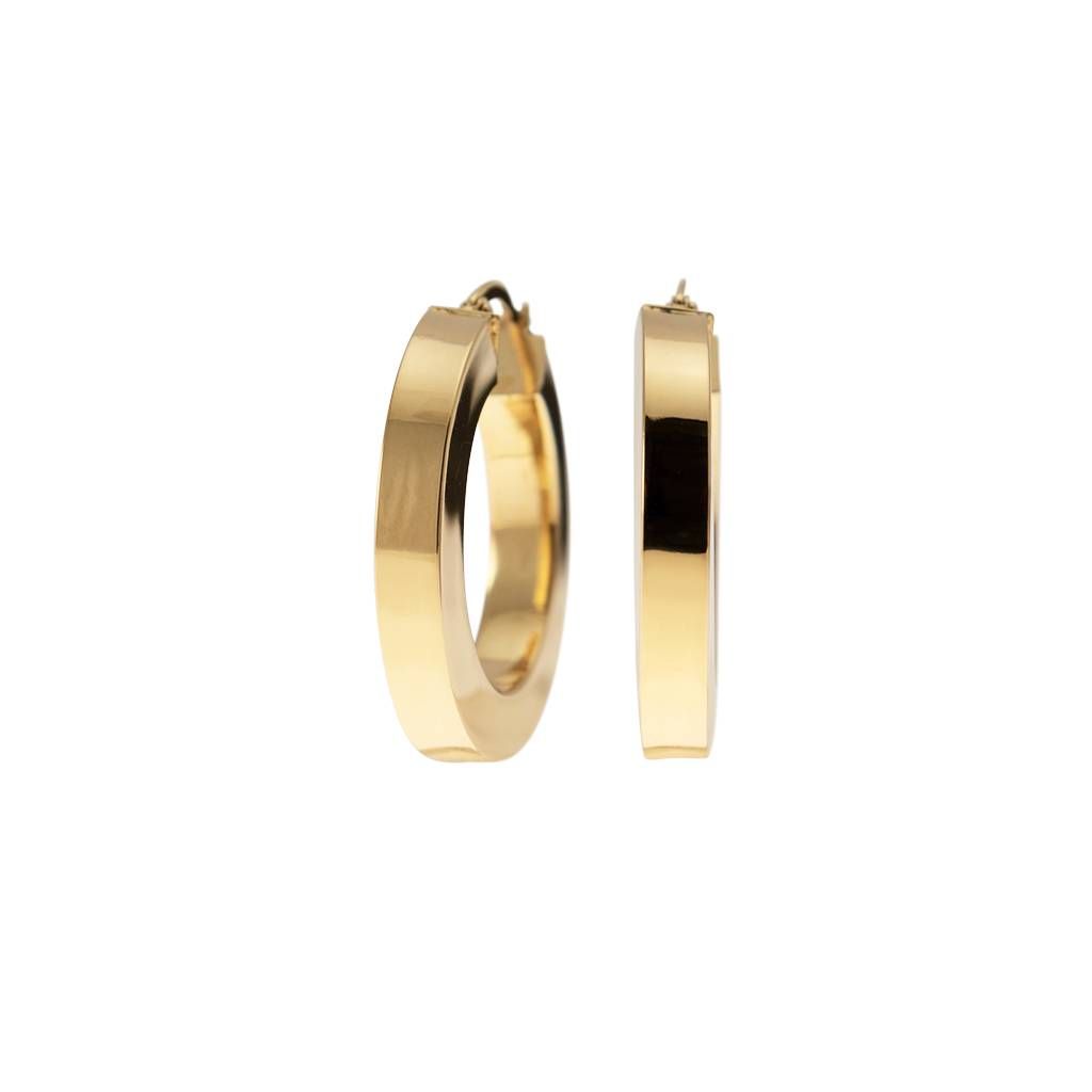 3cm x 5,2mm Shiny Square Hoops in Yellow Gold
