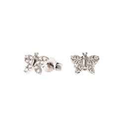 Butterfly-shaped earrings in 18k white gold