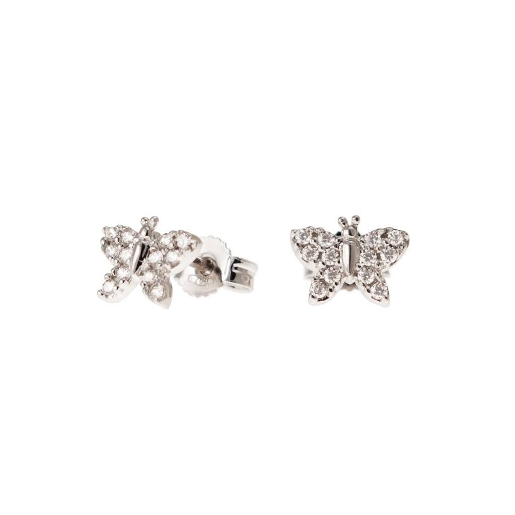 Butterfly-shaped earrings in 18k white gold