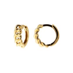 Small round cuban link hoops earrings in 18kt yellow gold