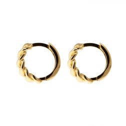 Small round cuban link hoops earrings in 18kt yellow gold