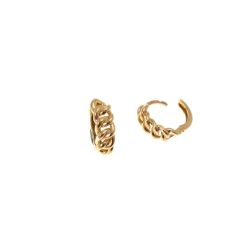 Small round cuban link hoops earrings in 18kt yellow gold