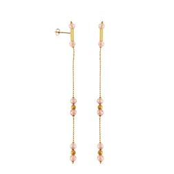 Yellow Gold and Rose Quartz Pendant Earrings