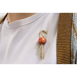 Photo of worn Flamingo Orange Brooch