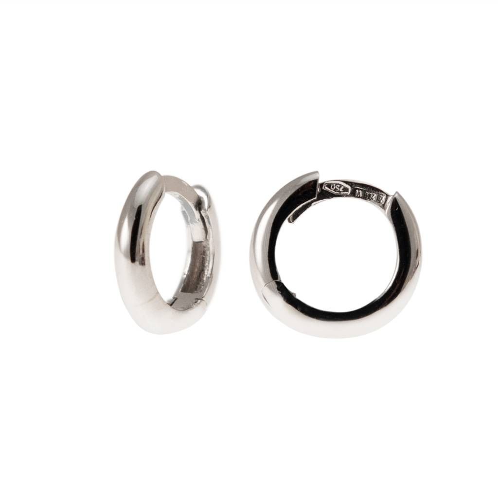 White Gold 1.00cm-1.05cm x 2.2mm Round Lobe Hoops