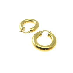 2,60cm x 5,90mm Polished Tubular Hoops in yellow gold and white border