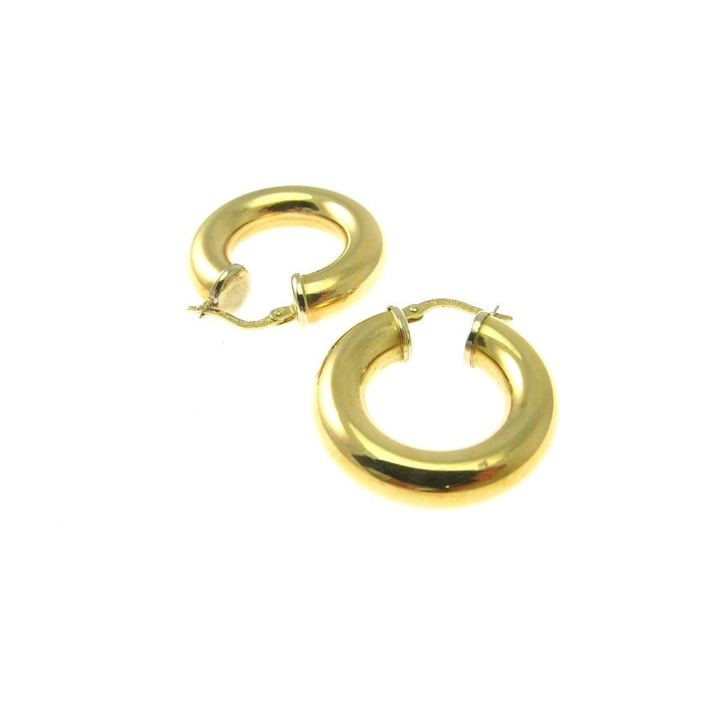2,60cm x 5,90mm Polished Tubular Hoops in yellow gold and white border