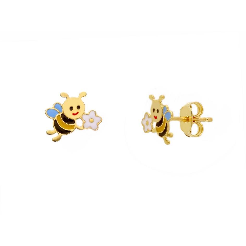 Orecchini bimba Ape con Fiore smaltati