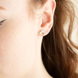 Enamelled Bee and Flower Earrings