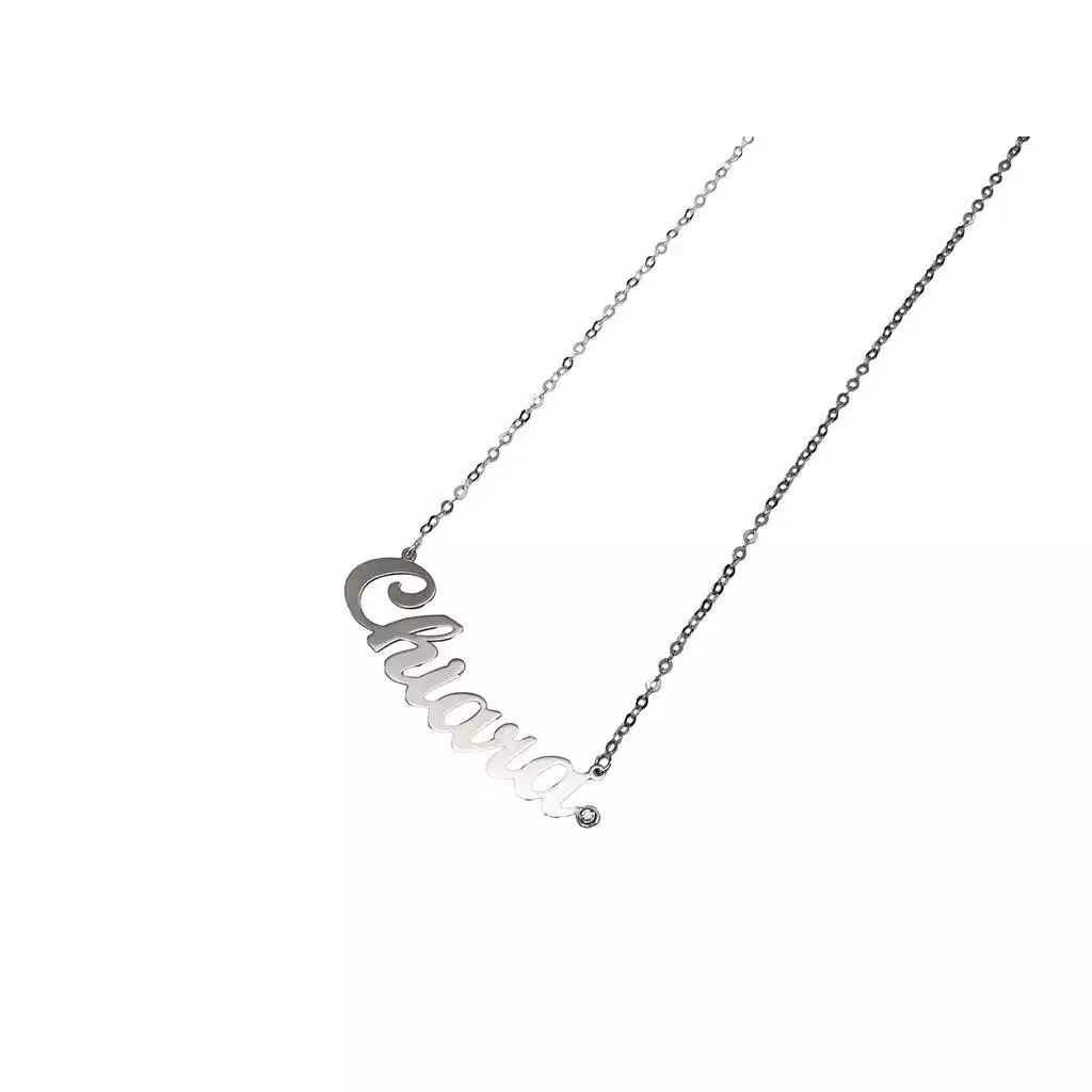 Collana con nome Chiara in Oro Bianco con Diamante (Pezzo Unico)