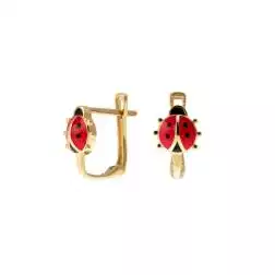 Enamelled Ladybug Earrings with hinged closure