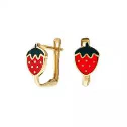 Enamelled Strawberry Earrings with hinged closure