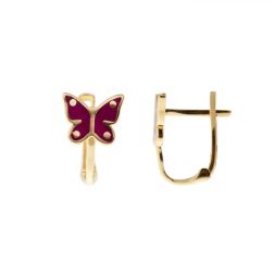 Enamelled Butterfly Earrings with hinged closure