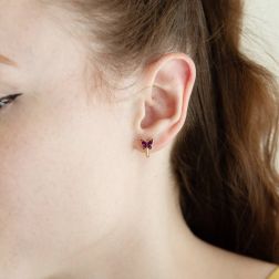photo of worn Enamelled Butterfly Earrings with hinged closure